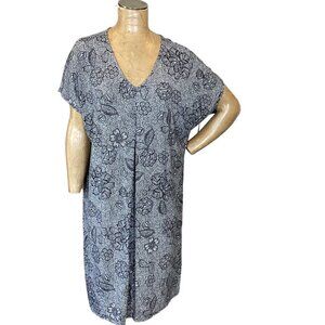 J. Jill Wearever Bali Soft Shift Tee-Shirt-Dress Sz XL Floral 290D